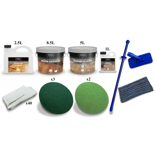 Kit Saving: DC027 (e) Double oiling Element 7 MA natural, dark, nero  floor, work with buffing machine 96 to 120m2  (DC)